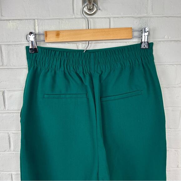 Zara Green High Rise Tapered Trouser Pants w Gold Button Accent Detail Size XS - Picture 12 of 14